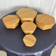 Longaberger Generations Baskets Set of 5 with Woodcrafts Lids and 2 Protectors picture