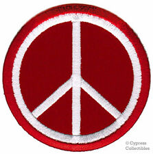 PEACE SIGN PATCH HIPPIE SUMMER OF LOVE red embroidered iron-on APPLIQUE EMBLEM picture