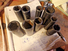 5B-9  vintage  SNAP-ON deep impact 1/2" dr. "SIM" sockets- sae 5/8" thru 1" picture