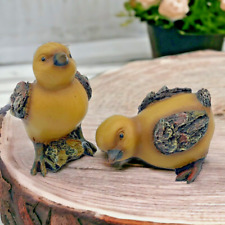 Baby Chicks Figurines Antique Finish Farm Animals Faux Wood Primitive picture