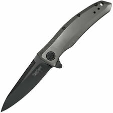 Kershaw Grid Assisted Frame Lock Knife Gray Handle Black-Oxide Plain Edge 2200 picture