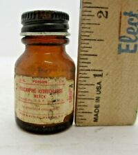 Vintage Bottle Merck Pilocarpine Nitrate Poison Original Label And Rusty Lid picture