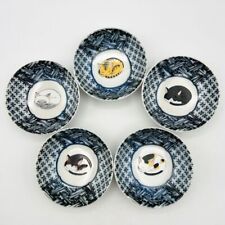 Kutani Yaki Ware Cat Neko Side Dish Bowls Set of 5 Porcelain  3.5