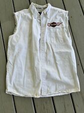 HARLEY DAVIDSON Men Size Large White VEST Button Down Shirt Sleeveless picture