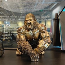 Steampunk Angry Gorilla Statue Fighting King Kong Hand Painted Sculpture Resin C picture