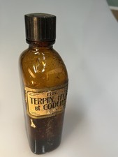 Vintage Apothecary Elixir Bottle with Original Label Terpin Hydrate Codeine picture