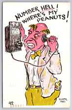 Vintage Postcard Humor Funny Cartoon Drunk on Phone Elmer Anderson c1953 ~11084 picture
