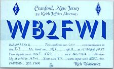 1963 QSL Radio Card Code WB2FWI Cranford New Jersey Amateur Posted Postcard picture