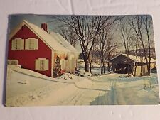 A New England Winter’s Day A Covered Bridge…Old Postcard picture
