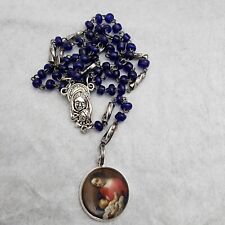 Handmade Blue Rosary with Our Lady of La Leche Breastfeeding Mary Photo Pendant picture