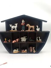 Vintage Noah's Ark Miniatures Display 15 x19.5 Display Christian Religious  picture