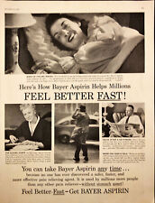 1955 Bayer Aspirin Vintage Print Ad Smiling Woman Waking Up Rested picture