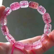 Natural pink Tourmaline Rainbow Carved Barrel Beads Bracelet 15x9mm AAAAAA picture