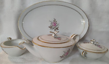Vtg Noritake Daryl Tea Set #5510 Teapot Creamer Covered Sugar Bowl & Platter EUC picture