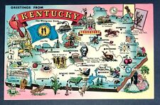 Postcard Greetings from Kentucky Map Landmarks Cities Caves Bird Paducah Statue picture