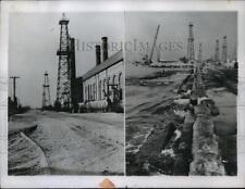 1957 Press Photo Environmental Effects of Sinking Harbor, Long Beach, California picture