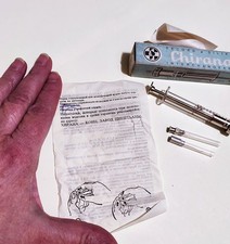 Medical glass syringe 1ml, Soviet vintage glass syringe, Medical tools vintage picture