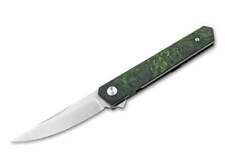 Boker Kwaiken Mini Folding Knife Green CF/Ti Handle M390 Plain Limited 01BO497 picture