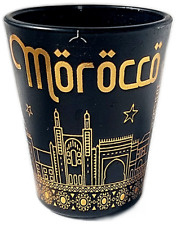 New Morocco Shot Glass Casablanca Tequila Marrakesh Kutubiyya Mosque. black picture