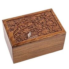 Wooden Cremation Urn for Human Ashes - Rosewood Adult Funeral Box tree of life picture