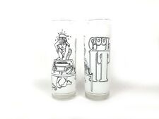1977 Cool It Tall Frosted Glass Tumbler Pair Vintage Superior Collection Series picture