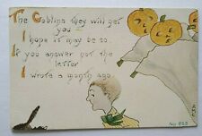Antique Halloween Postcard Goblins Will Get You Series 855 FA Owen Unused AMC picture