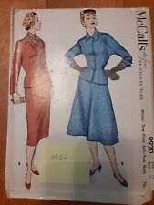 VTG 1954 McCall's #9920 Size 16 Bust 34 Women's 2 Piece Suit-Two Skirts picture