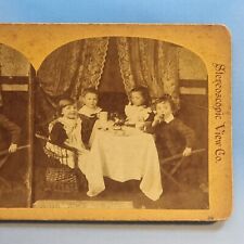 Stereoview Card 3D Real Photo C1890 Victorian Social history Kids Party Fashion picture