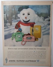 1962 GTE Vintage Print Ad General Telephone Electronics Snowman Scarf Rotary picture