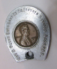 Old 1969 First Federal Savings Loan Grand Forks Grafton ND Lincoln Penny Key Fob picture