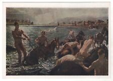 1963 Muscular Nude Male Swimming Male muscles, Wet body ART OLD Russian Postcard picture