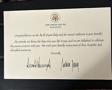 TRUMP WHITE HOUSE CARD BABY  BIRTH OFFICIAL SIGNED SIGNATURE DONALD MELANIA EXC picture