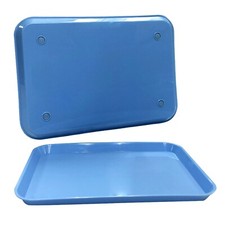 Plastic Eating Food Serving Tray for Cafeteria Lunch Kids, 13.25" x 9.75", Blue picture