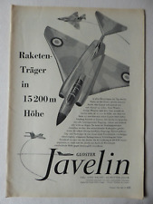 10/1956 PUB GLOSTER AIRCRAFT JAVELIN FIGHTER ORIGINAL GERMAN AD picture