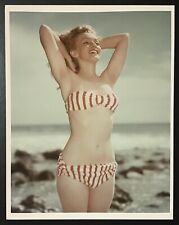 1949 Marilyn Monroe Original Photo Laszlo Norma Jeane Stripe Bikini Bathing Suit picture