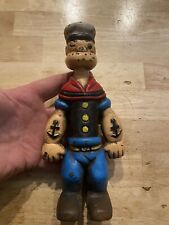 Cast Iron Popeye the Sailor Man Piggy Bank HUGE Patina Collector 8+ Inches GIFT picture