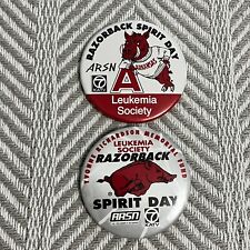 Arkansas Razorbacks Leukemia Society Button Pin Pair picture