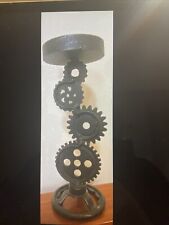 Distressed Heavy Steampunk Pillar Candle Holder Industrial Decor 13”x5” picture