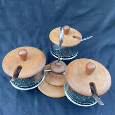 Mid Century Modern Teak and Glass Condiment Lazy Susan Set Luthje ? Denmark picture