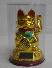4.5″ Tall Solar Powered Waving Lucky Fortune Cat Wealth Beautiful Japanese NEW picture
