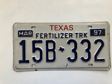  1997 Texas Fertilizer Truck License Plate 15B-332 picture