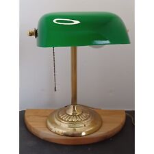 Vintage Underwriters Laboratories Green Glass, Brass Bankers Portable Desk Lamp picture
