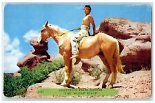 c1960 Kansas The Wheat State Native American Indian Riding Horse Kansas Postcard picture