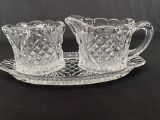 Vintage Clear Pressed Glass Sugar and Creamer with Tray picture