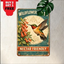 Pesticide Free Pollinator Habitat Sign Rustic Bird Bee Sanctuary Metal Plaque picture