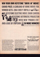 Print Ad 1963 Keystone Camera Projector Win A 1964 Chevy Impala Vintage READ picture