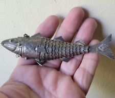 Antique Victorian Silver Metal Judaica Spice Fish 1800s Maker Initials RARE picture