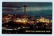 Seattle World's Fair 1962 Night View Skyline From Queen Anne Hill Postcard C7 picture