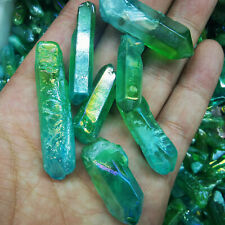 Electroplating green natural Quartz strip Crystal Wand Healing 2.2lb 110pc+ picture