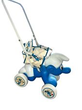 Rare 1982 Coleco Smurf Piggyback Doll Stroller, Blue & White, Collectible Toy picture